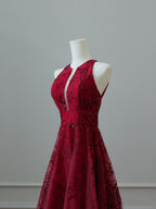 Sexy High Low Burgundy Sequin Long Prom Dresses Evening Gowns