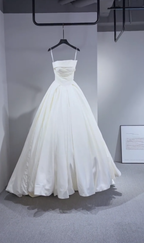 Elegant Ball Gown Spaghetti Straps Taffeta Long Wedding Dresses C3987