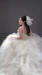 Elegant Ball Gown Strapless Tulle Long Wedding Dresses C4071