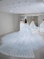 Timeless Ball Gown Tulle Sequin Beaded Long Sleeves Long Wedding Dresses C4094