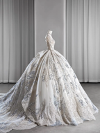 Timeless Ball Gown Tulle Lace Sequin Beaded Long Sleeves Long Wedding Dresses C4131