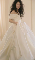 Classy Ball Gown Off The Shoulder Satin Long Wedding Dresses C4133