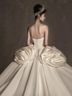 Elegant Ball Gown Strapless Satin Long Wedding Dresses C4134