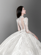 Gorgeous Ball Gown Tulle Lace Long Sleeves Long Wedding Dresses C4136
