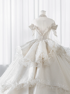 Timeless Ball Gown Off The Shoulder Tulle Lace Sequin Beaed Long Sleeves Long Wedding Dresses C4142
