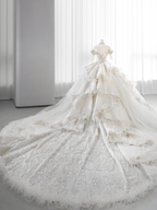 Timeless Ball Gown Off The Shoulder Tulle Lace Sequin Beaed Long Sleeves Long Wedding Dresses C4142