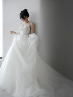 Pretty Ball Gown Spaghetti Straps Tulle Beaded Long Wedding Dresses C4173