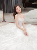Dreamy Ball Gown Strapless Lace Long Wedding Dresses C4210
