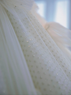 Elegant Ball Gown Strapless Tulle Sequin Long Wedding Dresses C4394