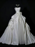 Dreamy Ball Gown Strapless Satin Long Wedding Dresses C4433