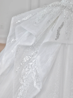 Dreamy Ball Gown Strapless Tulle Sequin Applique Long Wedding Dresses C4533