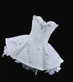 Cute White Ball Gown Sweetheart Satin Beads Short Homecoming Dress 17th Birthday Outfits C5873