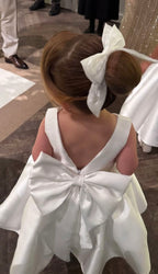 Princess Ball Gown Satin Back With Bow Flower Girl Dress C6027