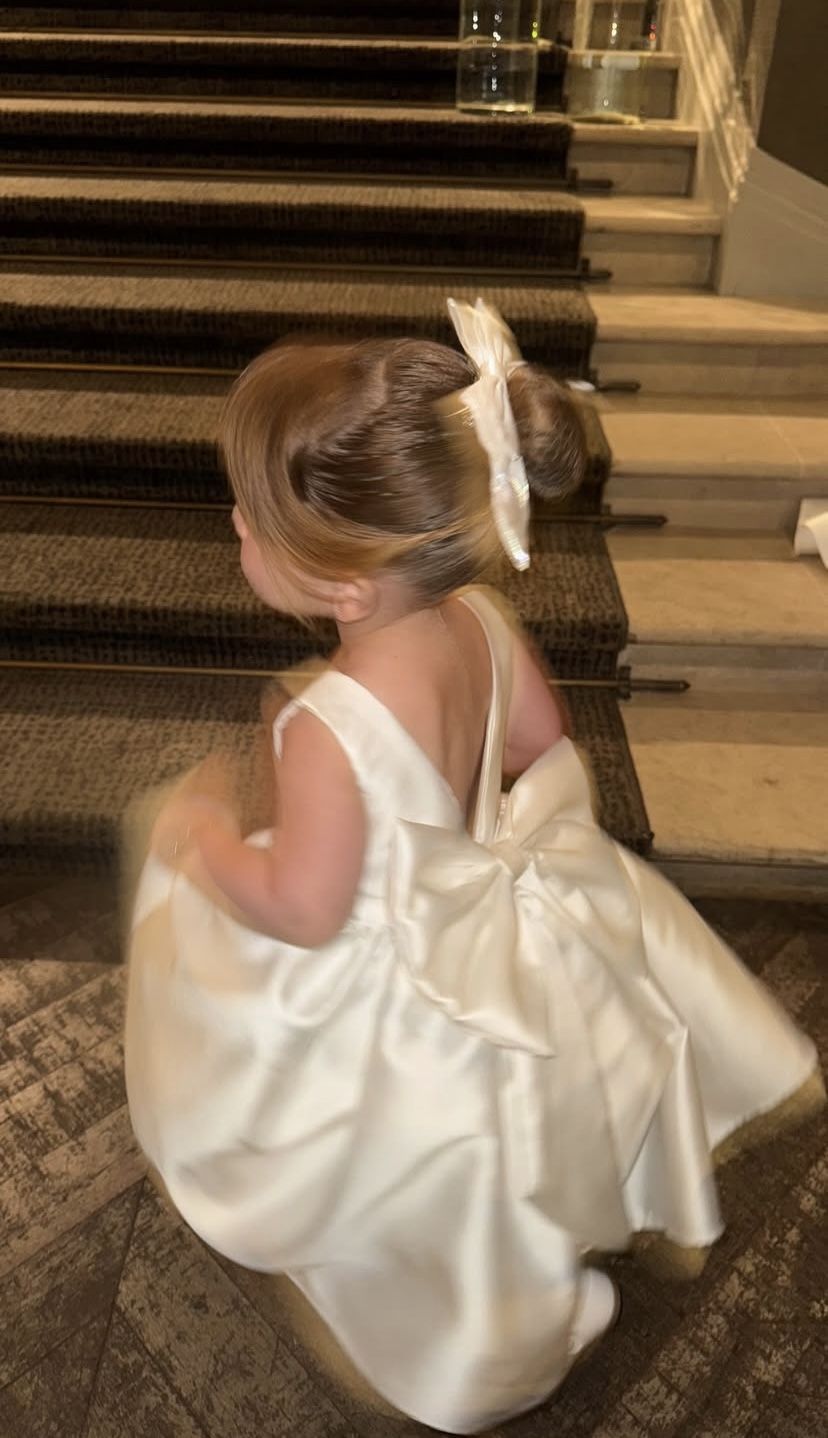 Princess Ball Gown Satin Back With Bow Flower Girl Dress C6027
