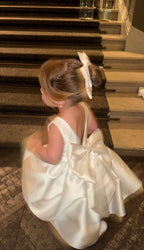 Princess Ball Gown Satin Back With Bow Flower Girl Dress C6027