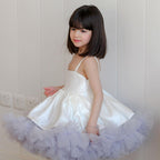 Princess Ball Gown Spaghetti Straps Satin Tulle Flower Girl Dress C6031