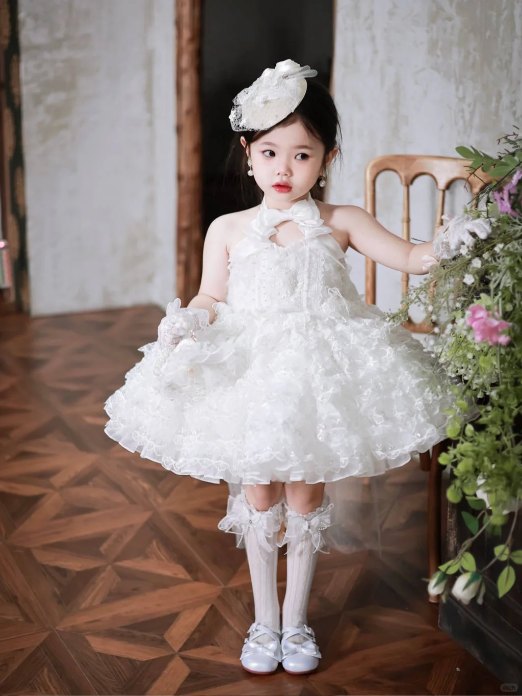 Cute Ball Gown Halter Tulle Flower Girl Dress C6099