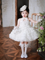Cute Ball Gown Halter Tulle Flower Girl Dress C6099
