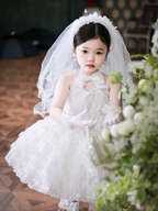 Cute Ball Gown Halter Tulle Flower Girl Dress C6099