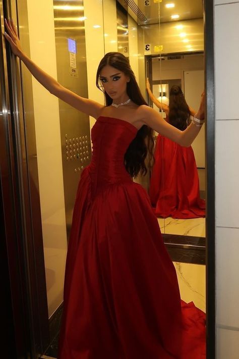 Chic Ball Gown Burgundy Strapless Satin Slit Long Prom Dress, Evening Gown C6218