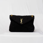 Saint Laurent black Loulou Puffer Shoulder Bag Quilted Wool Medium
