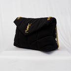Saint Laurent black Loulou Puffer Shoulder Bag Quilted Wool Medium