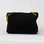 Saint Laurent black Loulou Puffer Shoulder Bag Quilted Wool Medium