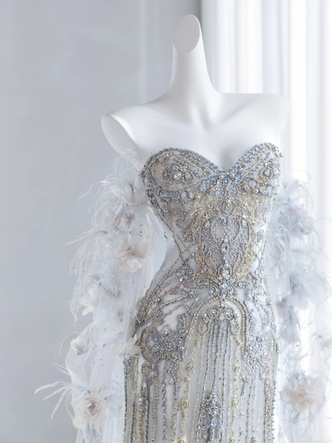 Sparkly Light Blue Prom Dress Appliques Sequins Evening Dress CY0002