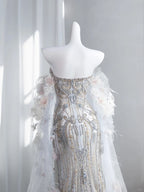Sparkly Light Blue Prom Dress Appliques Sequins Evening Dress CY0002