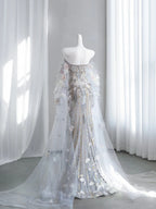 Sparkly Light Blue Prom Dress Appliques Sequins Evening Dress CY0002