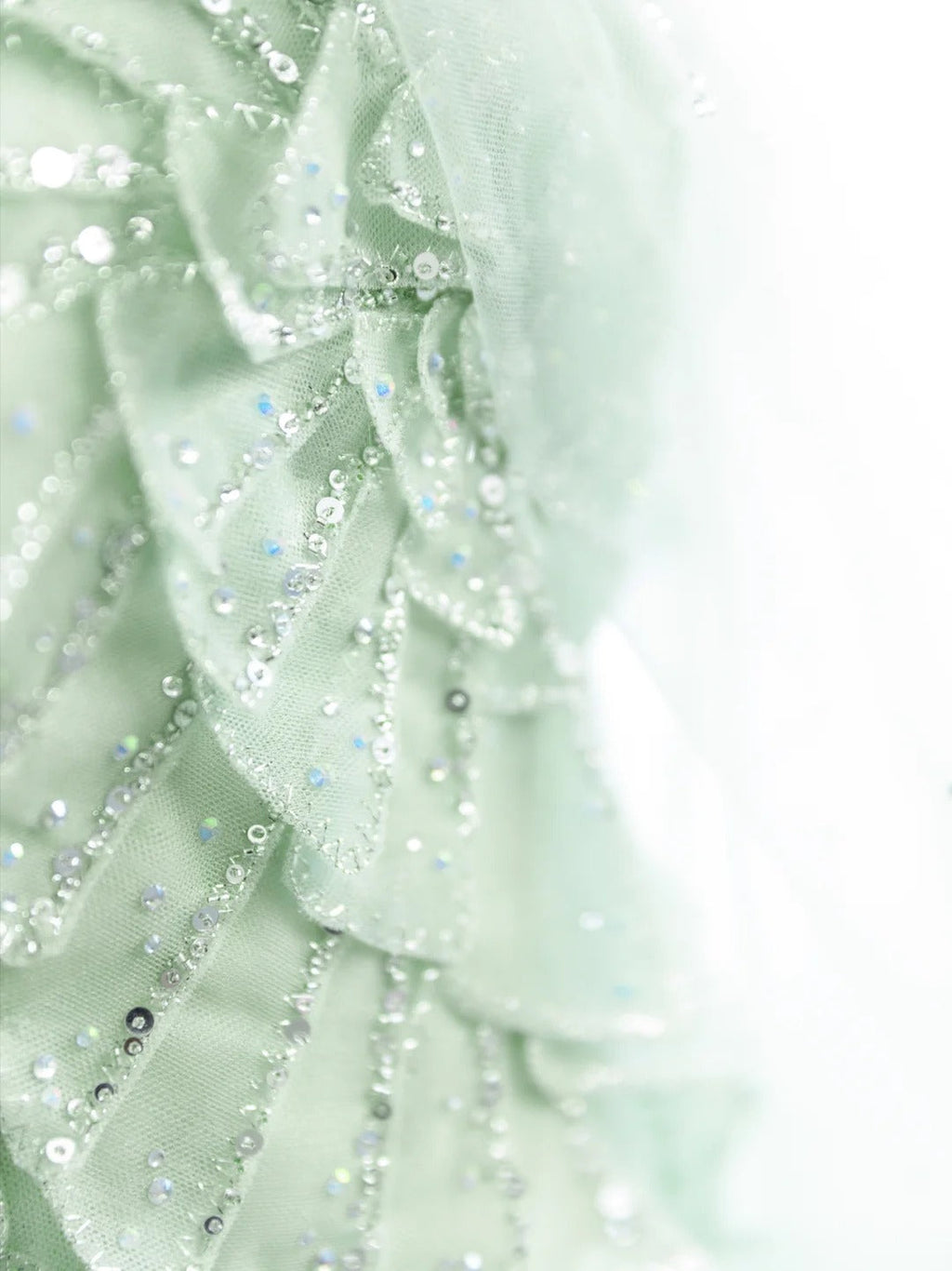 Vibrant Sequins Green Prom Dress Strapless A-Line Floral Evening Dress CY0012