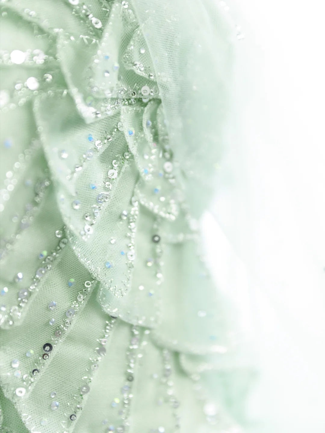 Vibrant Sequins Green Prom Dress Strapless A-Line Floral Evening Dress CY0012