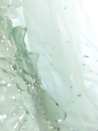 Vibrant Sequins Green Prom Dress Strapless A-Line Floral Evening Dress CY0012