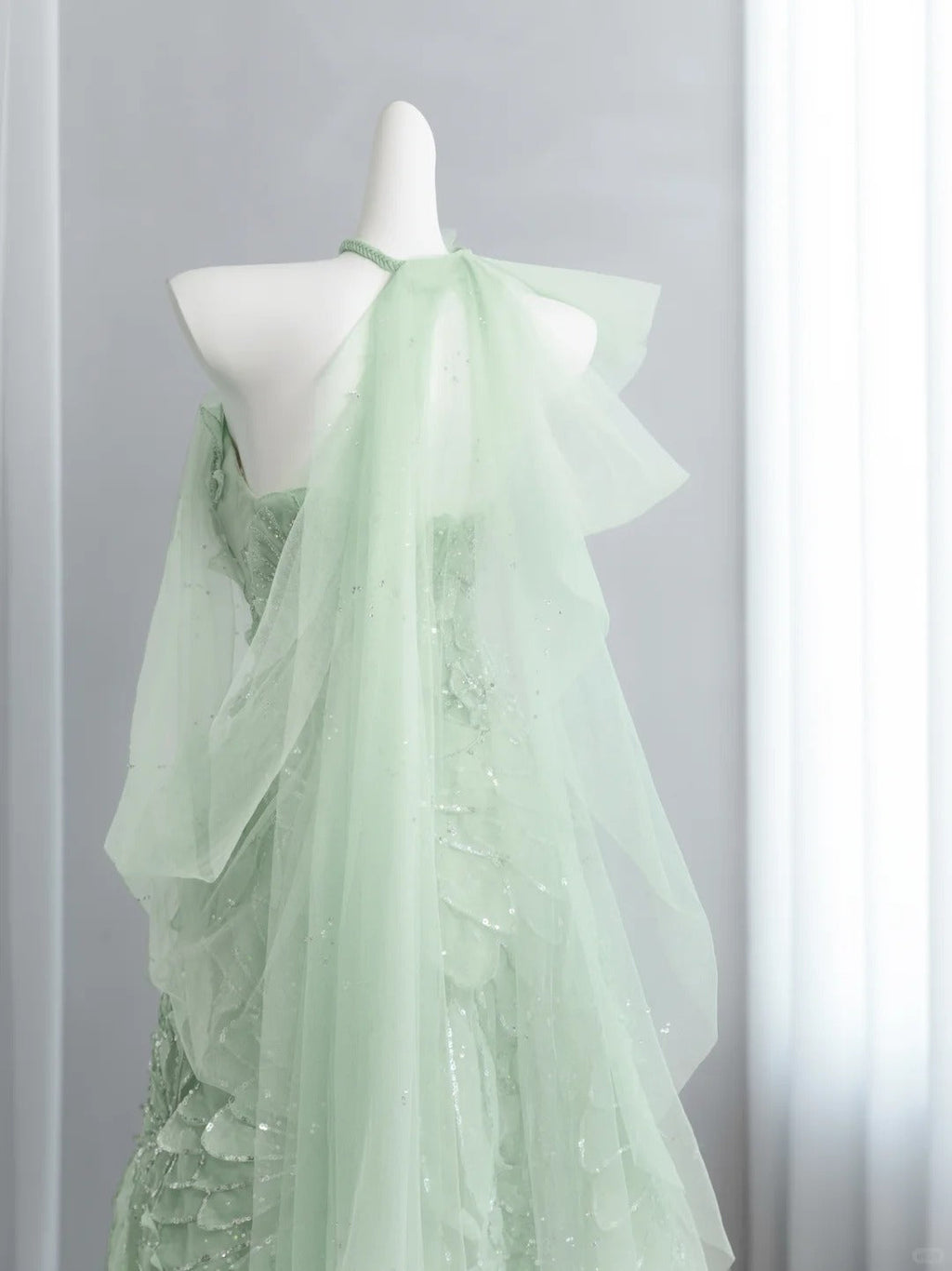 Vibrant Sequins Green Prom Dress Strapless A-Line Floral Evening Dress CY0012