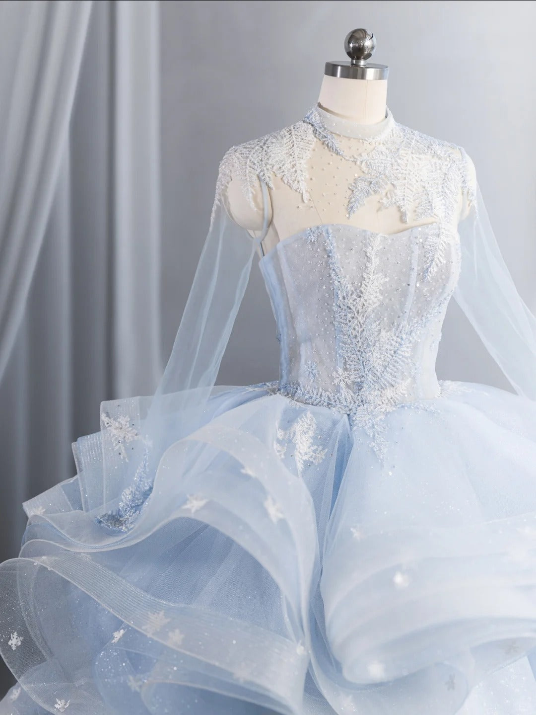 Vogue Strapless Blue Sweet 16 Dress Ruffles Appliques Sequins A-Line Party Dress CY0015