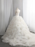 Fashion Strapless A-Line Wedding Dress Ideas Tiered Tulle Bridal Gowns CY0016