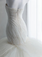 Alluring White Tulle Wedding Dress Strapless Mermaid Bridal Gowns CY0017