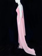 Y2K Style One Shoulder Sheath Prom Dress Pink Evening Dress CY0039