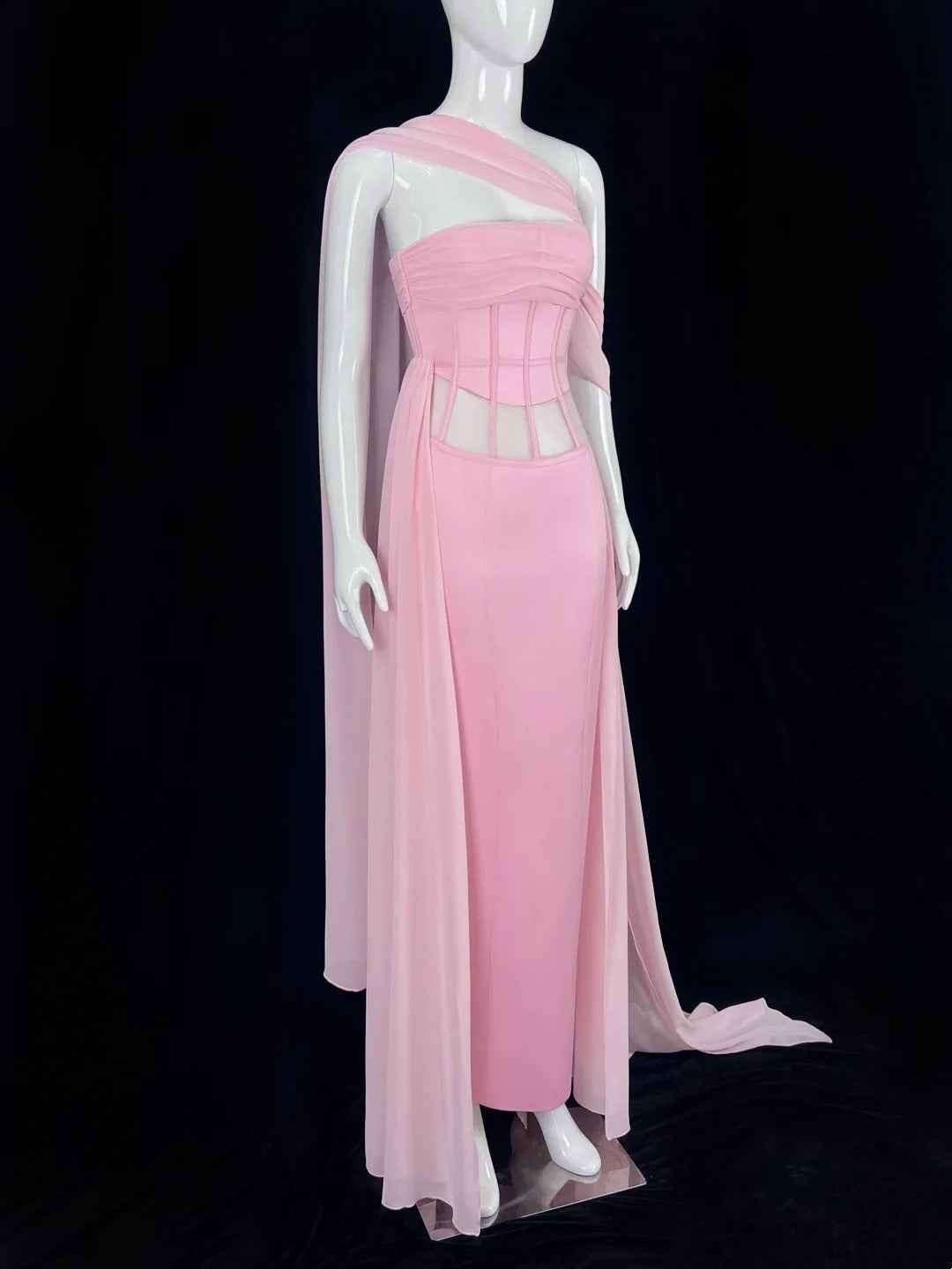Y2K Style One Shoulder Sheath Prom Dress Pink Evening Dress CY0039