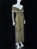 Vogue Off-the-Shoulder Camouflage Prom Dress Long Sleeve Sheath Evening Dress CY0059