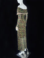 Vogue Off-the-Shoulder Camouflage Prom Dress Long Sleeve Sheath Evening Dress CY0059