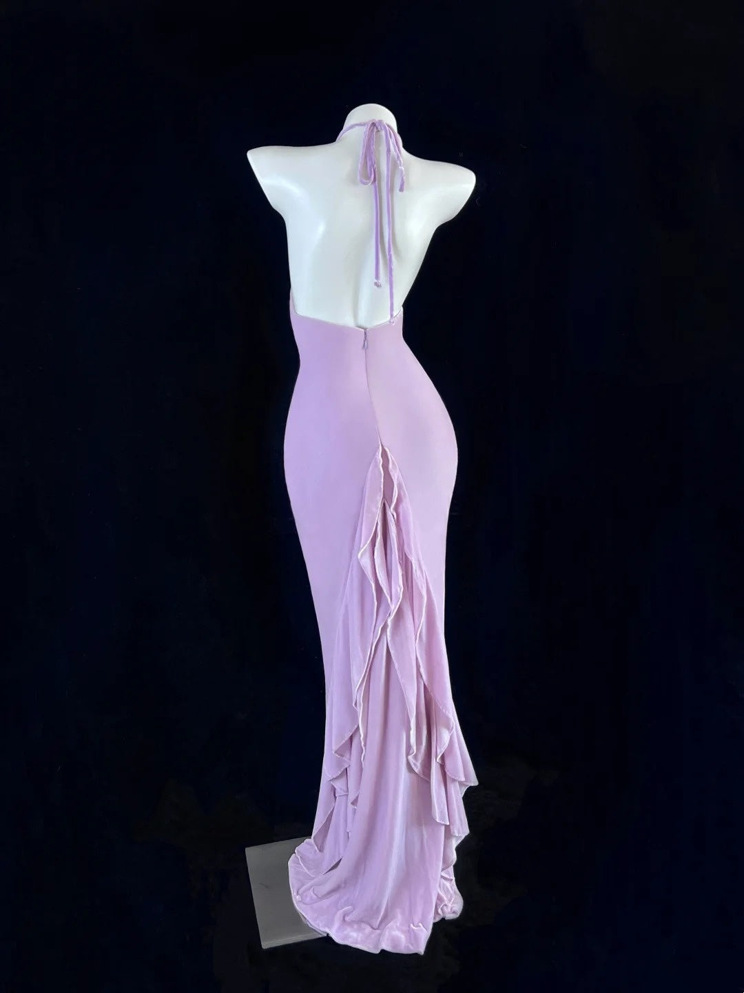 Adorable Backless Lavender Prom Dress Halter Neck Mermaid Evening Dress CY0060
