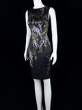 Vintage Jewel Neck Black Homecoming Dress Printed Sheath Short Dress CY0064