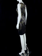 Vintage Jewel Neck Black Homecoming Dress Printed Sheath Short Dress CY0064
