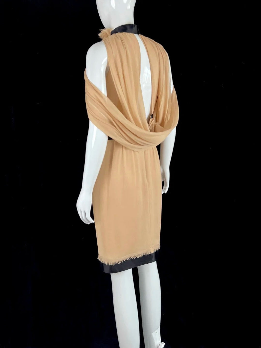 Soft Halter Neck Beige Homecoming Dress Floral Feather Sheath Short Dress CY0066