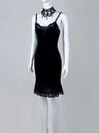 Fashion Spaghetti Straps Black Homecoming Dress Lace Sheath Short Dress CY0067