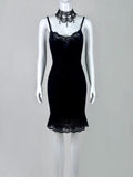 Fashion Spaghetti Straps Black Homecoming Dress Lace Sheath Short Dress CY0067