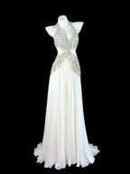 Alluring Halter Neck White Prom Dress Beading White Evening Dress CY0068