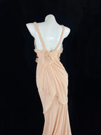Brilliant Spaghetti Straps Apricot Prom Dress Sequins Ruffled Mermaid Evening Dress CY0071
