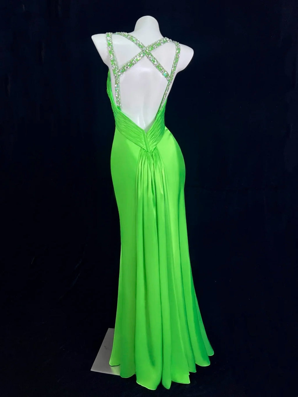 Luxury Spaghetti Straps Green Prom Dress Beading Slit Mermaid Evening Dress CY0078